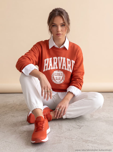 Beyaz İki İplik Dokuma Harvard Sweat