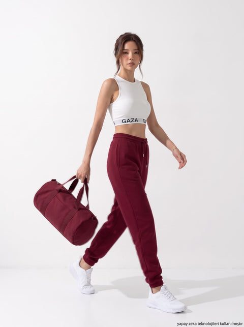Bordo İki İplik Jogger Eşofman Altı