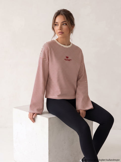 Bordo Nakışlı Süprem T-Shirt