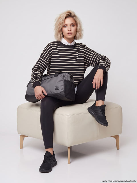 Siyah İki İplik Dokuma Sweatshirt