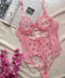 Kalp Nakışlı Balenli Tül Bodysuit Pudra