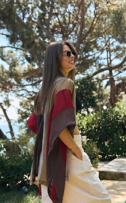 Püsküllü Flam Keten Kimono