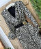 Saten Kumaş Leopar Desen Kruvaze Model Astarlı Midi Boy Elbise