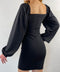 Yakası Büzgülü Crep Dokuma Kumaş Elbise