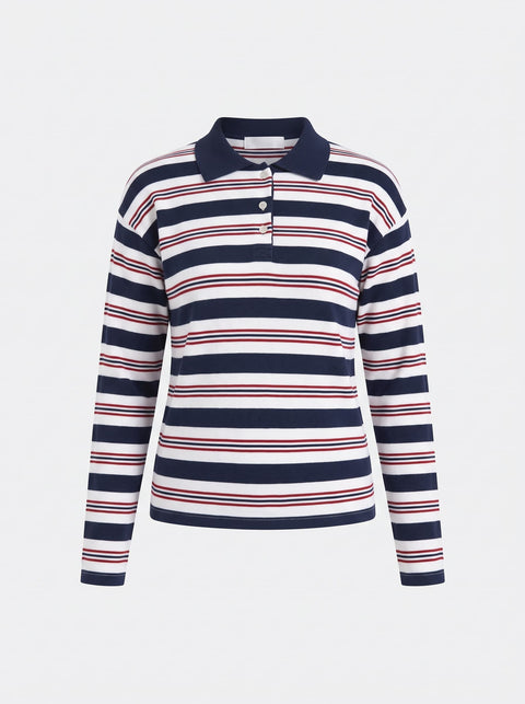 Lacivert Polo Yaka Sweatshirt