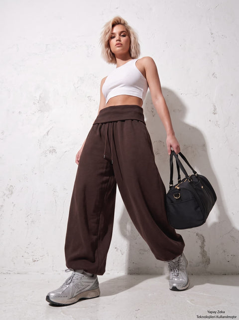 Kahverengi Barrel Fit Eşofman Altı