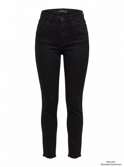 Mavi Paçası Kesik Likralı Mom Jean