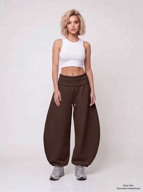 Kahverengi Barrel Fit Eşofman Altı