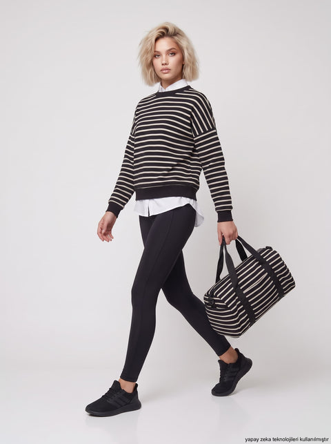 Siyah İki İplik Dokuma Sweatshirt