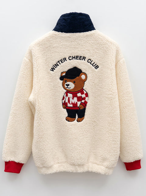 Beyaz Arkası Nakışlı Polar Sweatshirt