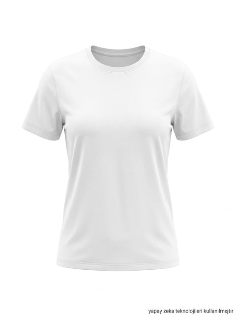 Beyaz Yaka Ribanalı Premium Basic T-Shirt