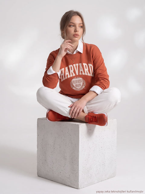 Beyaz İki İplik Dokuma Harvard Sweat