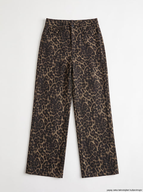 Leopar Deri Görünümlü Palazzo