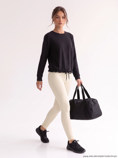 İki İplik Penye Altı Bağlamalı Sweatshirt