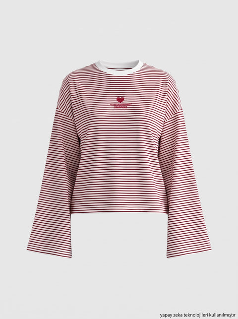 Bordo Nakışlı Süprem T-Shirt