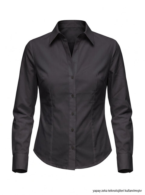 Siyah Poplin Kumaş Regular Fit Gömlek