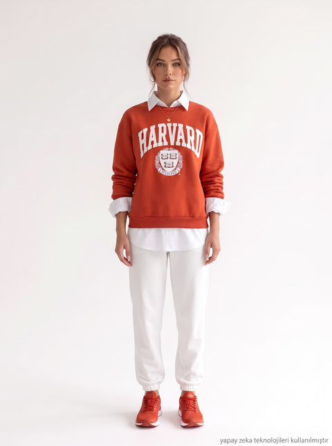 Beyaz İki İplik Dokuma Harvard Sweat