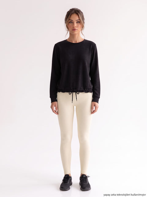 İki İplik Penye Altı Bağlamalı Sweatshirt