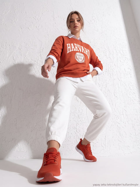 Beyaz Penye Jogger Eşofman
