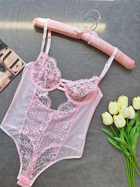 Balenli Tül Bodysuit Pudra