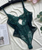 Balenli Tül Bodysuit Yeşil