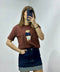 Bear Desenli Nakış Detaylı Rahat Kalıp Premium Tshirt Kahverengi
