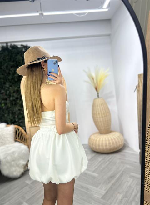 Beli Lastikli Cepli Mini Balon Etek Beyaz
