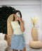 Bisiklet Yaka Önü Astarlı Büzgülü Bodysuit  Beyaz