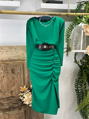 Crep Dokuma Kumaş Drape Detaylı Tasarım Elbise