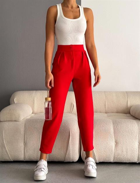 İthal Crep Full Likralı Havuç Pantolon