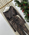 İthal Crep Kumaş Astarlı Leopar Desen Drape Detaylı Midi Boy Elbise
