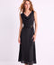 İthal Crep Kumaş Degaje Yaka Omuz Detay Metal Aksesuarlı Midi Boy Elbise Siyah