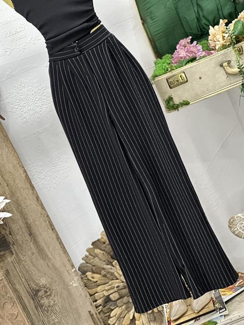 İthal Örme Crep Kumaş Çizgi Desen Palazzo Pantolon