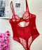 Kalp Nakışlı Balenli Tül Bodysuit Kırmızı