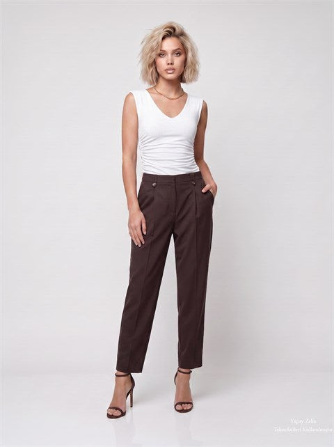 V Yaka Drape Detaylı Bluz Beyaz