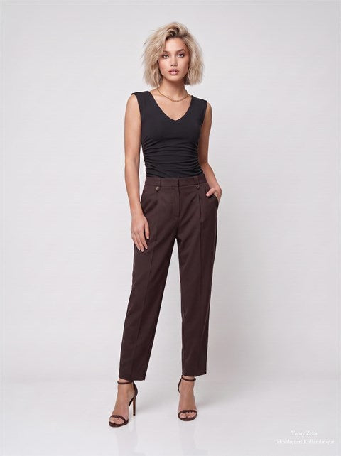 V Yaka Drape Detaylı Bluz Siyah