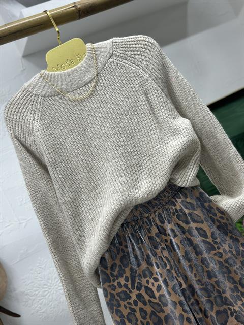 Yuvarlak Yaka Oversize Yumoş Triko Basic Kazak