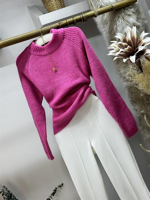 Yuvarlak Yaka Oversize Yumoş Triko Basic Kazak