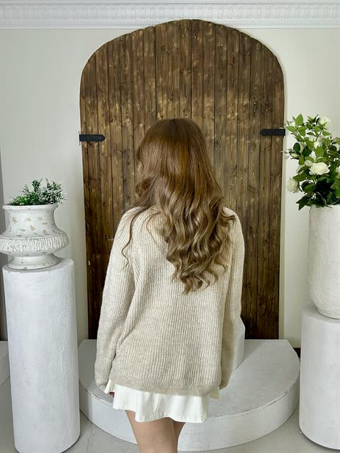 Yuvarlak Yaka Oversize Yumoş Triko Basic Kazak
